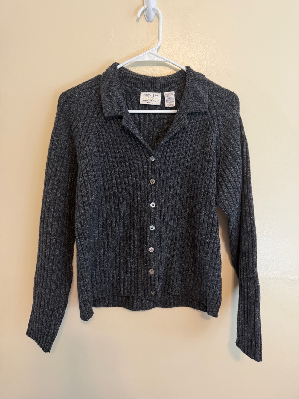 Preview International Charcoal Ribbed Button-Up Cardigan